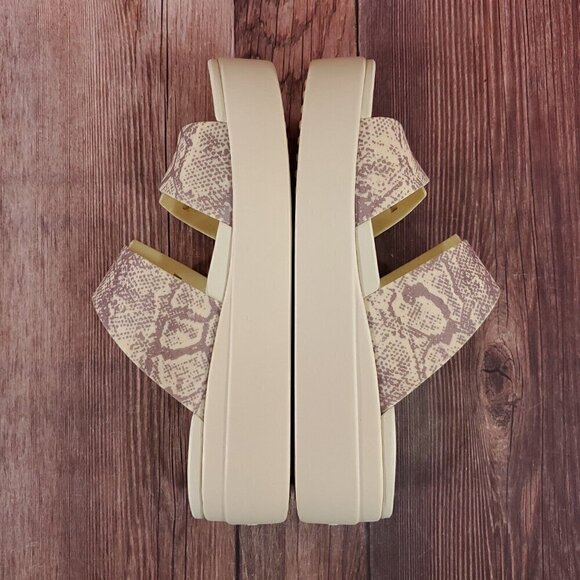 Crocs LiteRide Womens Sz 11 Brooklyn Snake Print Buckle Low Wedge Slides Sandals - Picture 8 of 15